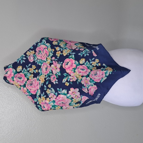Vintage Pierre Balmain Handkerchief Neckerchief Bandana Floral Square 34"X33" - Picture 2 of 12